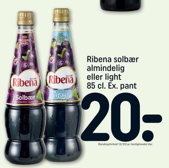 REMA 1000 Ribena solbær almindelig eller light tilbud