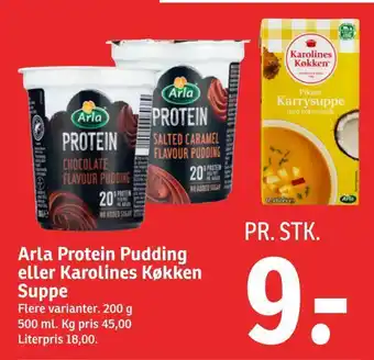 SPAR Arla protein pudding eller karolines køkken suppe tilbud