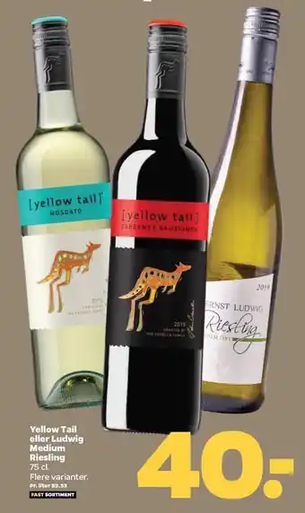 Netto Yellow tail el. ludwig medium riesling tilbud