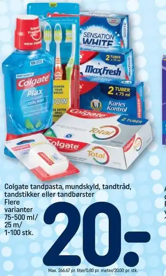 REMA 1000 Tandpasta, mundskyld, tandtråd, tandstikker el. tandbørste tilbud