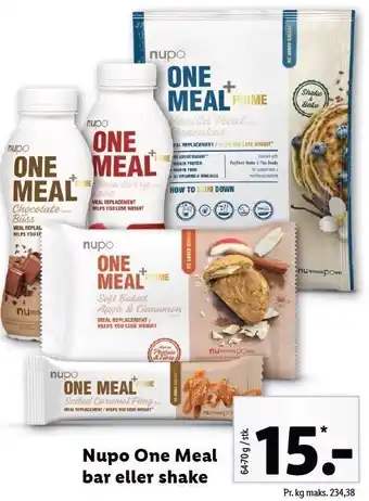 Lidl Nupo one meal bar el. shake tilbud