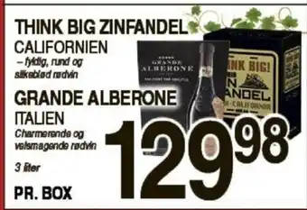 ABC Lavpris Think Big Zinfandel Californien, Grande Alberone tilbud