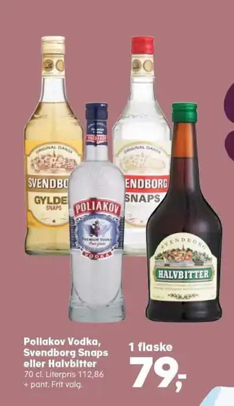 SuperBrugsen Poliakov Vodka Svendborg Snaps eller Halvbitter tilbud