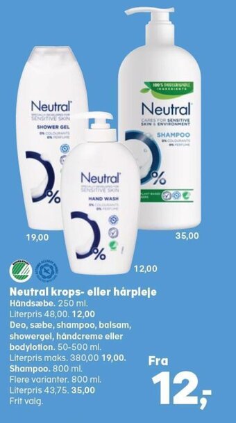 Kvickly Neutral Krops-eller Hårpleje tilbud