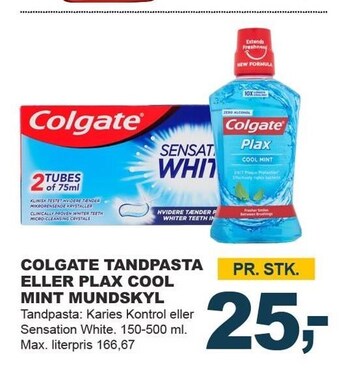 Let-Køb Colgate tandpasta el. plax cool mint mundskyl tilbud