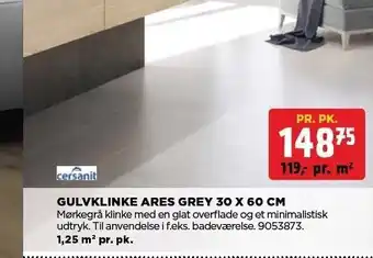 jem & fix Gulvklinke ares grey 30 x 60 cm tilbud