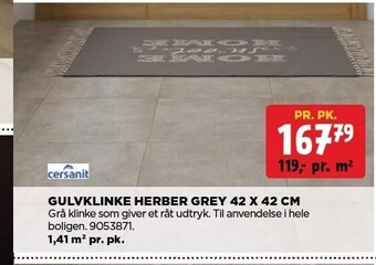 jem & fix Gulvklinke herber grey 42 x 42 cm tilbud