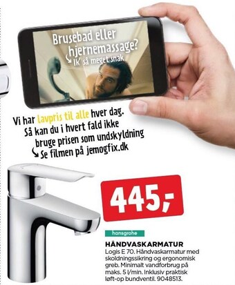 jem & fix Håndvaskarmatur tilbud