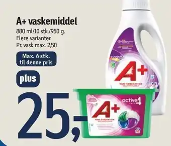 Føtex A+ vaskemiddel plus-pris tilbud