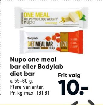 Bilka Nupo one meal bar eller bodylab diet bar tilbud