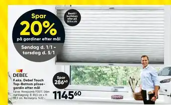 Bilka Debel touch top-bottom plisse gardin efter mål tilbud