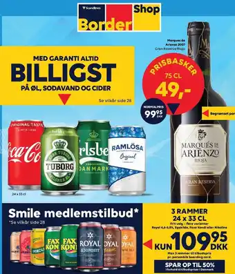BorderShop 3 rammer øl el. sodavand tilbud