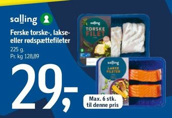 Føtex Ferske torske-, lakse eller rødspættefileter tilbud