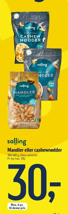 Føtex Mandler eller cashewnødder tilbud