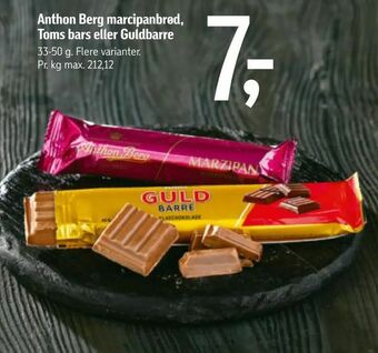 Føtex Anthon Berg marcipanbrød, Toms bars eller Guldbarre tilbud