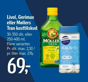 Føtex Livol, Gerimax eller Møllers Tran kosttilskud tilbud
