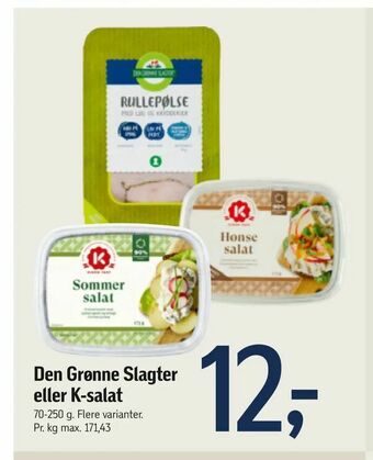 Føtex Den Grønne Slagter eller K-salat tilbud
