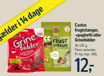 Føtex Castus frugtstænger, -spaghetti eller Grinebidder tilbud