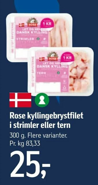 Føtex Rose kyllingebrystfilet i strimler eller tern tilbud