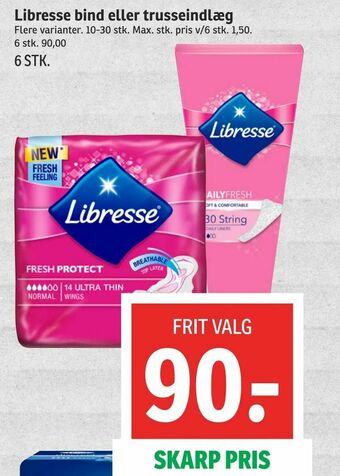 SPAR Libresse bind eller trusseindlæg tilbud