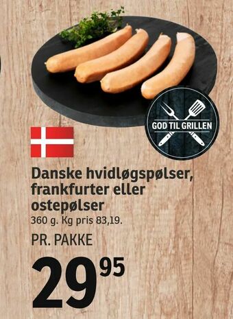 Danske hvidløgspølser, frankfurter eller ostepølser