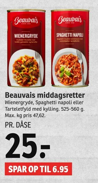 SPAR Beauvais middagsretter tilbud