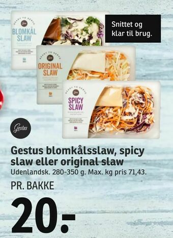 SPAR Gestus blomkålsslaw, spicy slaw eller original slaw tilbud