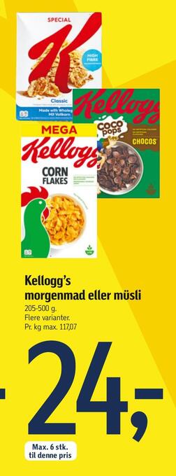 Føtex Kellogg's morgenmad eller müsli tilbud
