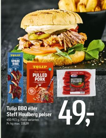 Føtex Tulip bbq eller steff houlberg pølser tilbud
