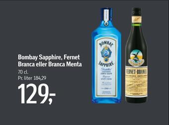 Føtex Bombay sapphire, fernet branca eller branca menta tilbud