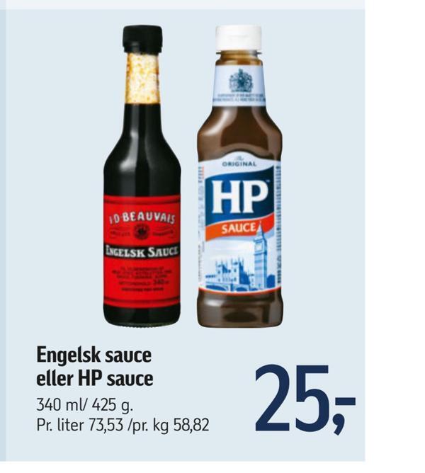 Engelsk sauce eller hp sauce tilbud hos Føtex