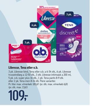 Føtex Libresse, tena eller o.b tilbud