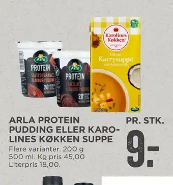 MENY Arla protein pudding eller karolines køkken suppe tilbud