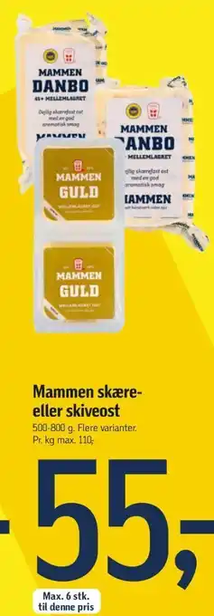 Føtex Mammen skæreost danbo mellemlagret 45+ tilbud