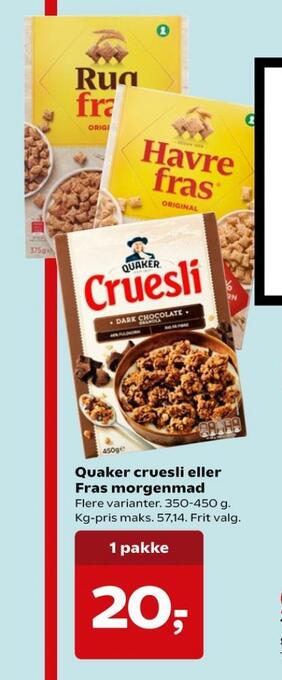 Kvickly Quaker cruesli tilbud