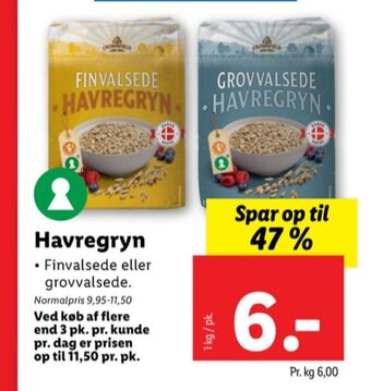 Lidl Crownfield havregryn tilbud