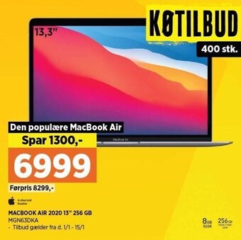 Power Macbook air 2020 13" 256 gb tilbud
