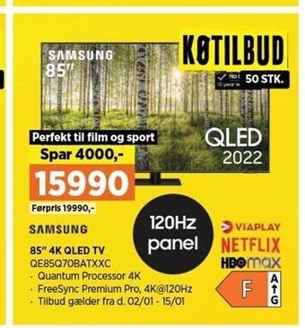 Power 85" 4k qled tv tilbud