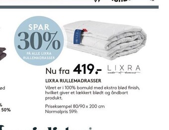 SengeSpecialisten Lixra rullemadrasser tilbud