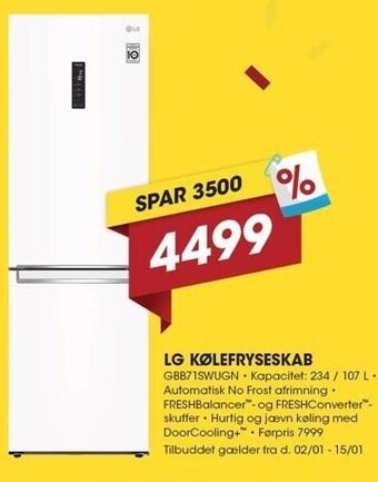 Punkt1 Lg køle-/fryseskab tilbud