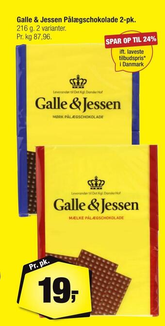 Calle Galle & jessen pålægschokolade 2-pk tilbud