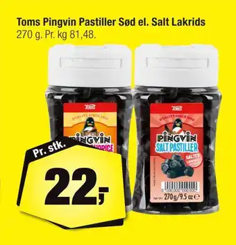 Calle Toms pingvin pastiller sød el. salt lakrids tilbud