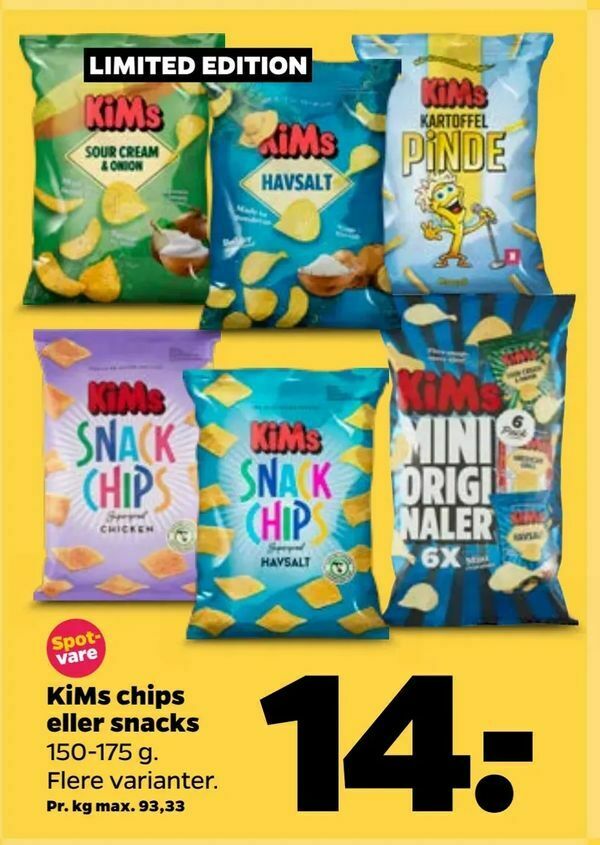 KiMs chips eller snacks tilbud hos Netto