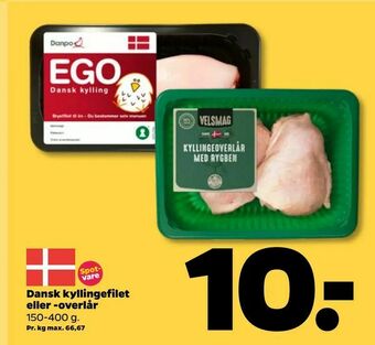 Netto Dansk kyllingefilet eller -overlår tilbud