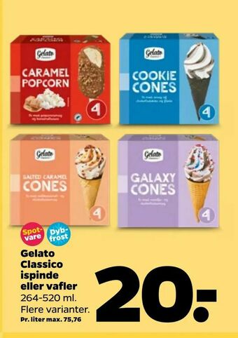 Netto Gelato Classico ispinde eller vafler tilbud