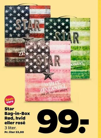 Netto Star Bag-in-Box Rød, hvid eller rosé tilbud
