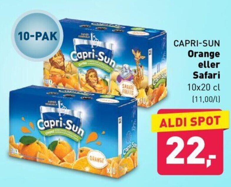 CapriSun Orange eller Safari tilbud hos ALDI