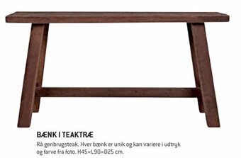 XL-BYG Bænk i Teaktræ tilbud