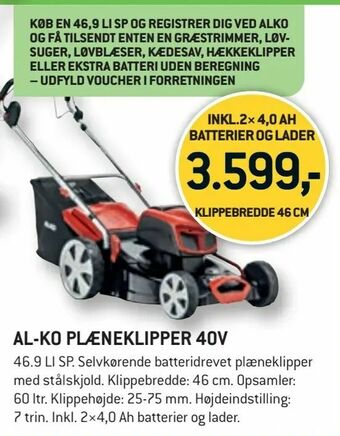 XL-BYG Al-ko plæneklipper 40v tilbud
