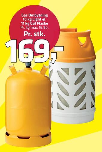 Fleggaard Gas ombytning 10 kg light el. 11 kg gul flaske tilbud